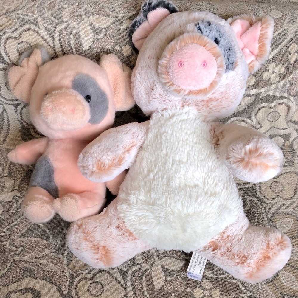 2 Aurora Pig Plushies. “Sweet & Softer” 11.5” Percy Pig and 8” Oink Pig.